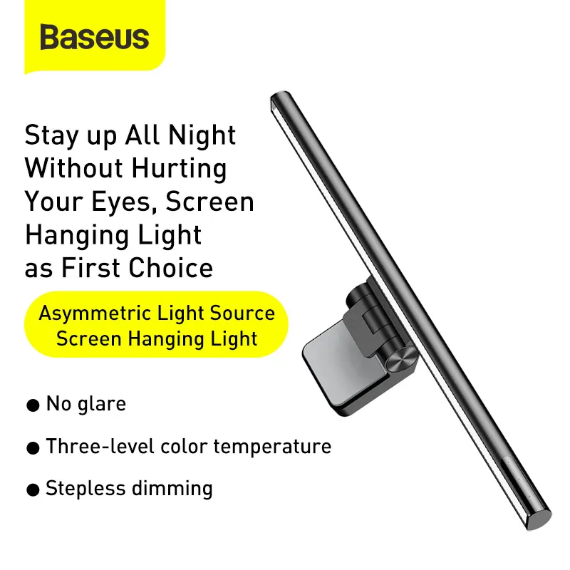 Lâmpada de Mesa Luz da Tela Baseus Computador Portátil Pendurado Barra Luz Monitor Lcd Lâmpada Estudo Leitura Usb Led - Imagem 6