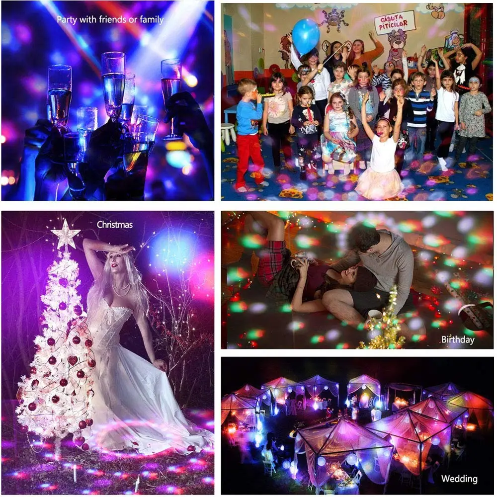 Portable Sound Activated Party Lights Battery Powered/USB Plug in Strobe Stage Par Light for Car Room Dance Parties Xmas Wedding Portable Sound Activated Party Lights Battery Powered/USB Plug in Strobe Stage Par Light for Car Room Dance Parties Xmas Wedding