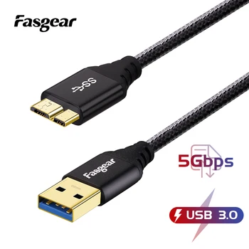 

Fasgear Micro USB 3.0 Cable to Type A 5Gbps Fast Data Transfer Fast Charger Cable for Samsung Galaxy S5 Elements Hard Drive Cord