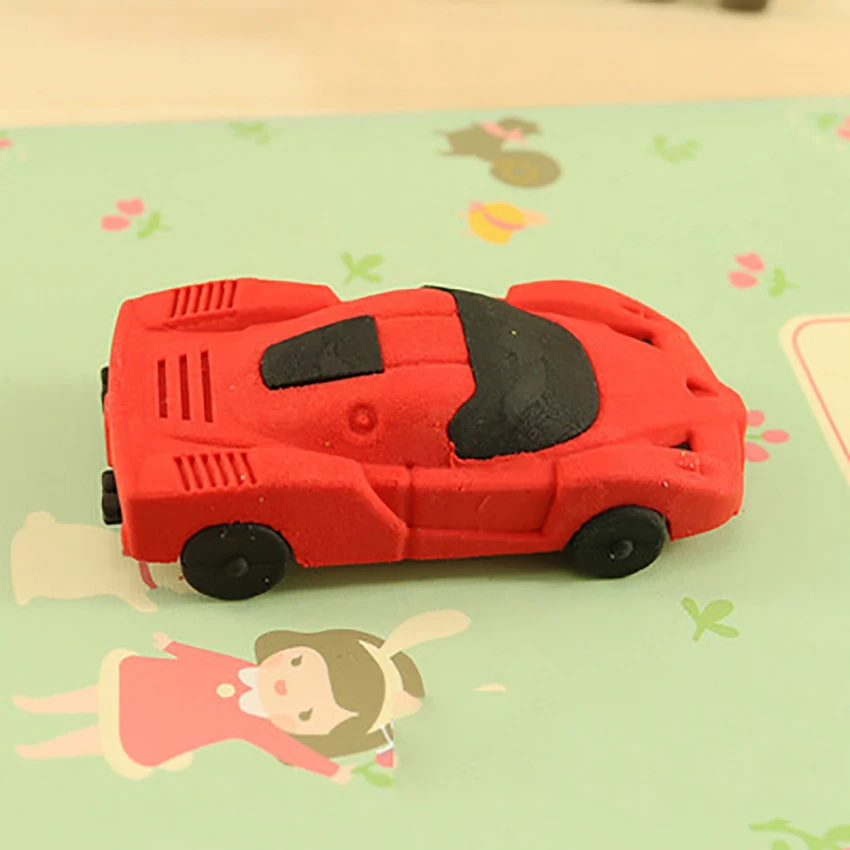 Мультяшный гоночный автомобиль студенческий ластик Забавный автомобиль игрушечный карандаш Ластики для дня рождения предметы для вечеринки, сувениры, школьные классные награды
