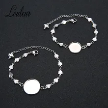 5 шт/партия браслеты из нержавеющей стали для женщин амулет, сердечко любви браслеты круглая основа для кабошона камеи DIY ювелирные изделия