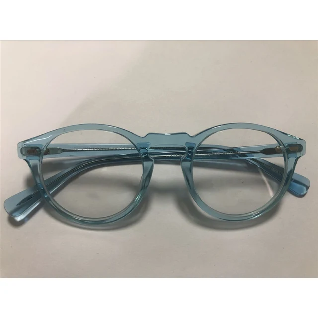 Retro Round Optical Eyeglasses Frame OV5186 Gregory Peck Reading Eyewear Women Men Spetacle Blue Light Glasses PrescriptionGafas Blue-L