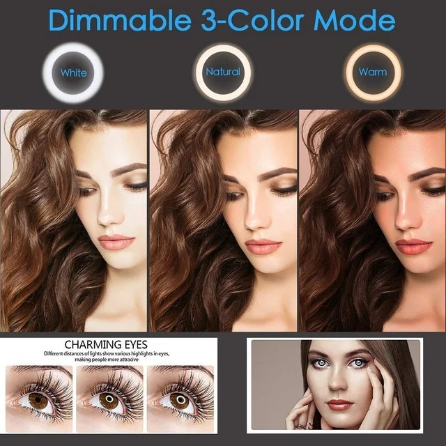 10 "26cm LED Selfie lampa pierścieniowa fotografia wideo światło RingLight telefon stojak statyw wypełnić światło ściemniania lampy Trepied Streaming 2