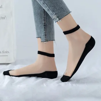 

Women Socks Thin Silk Transparent Socks Thin Crystal Cotton Stitching Socks