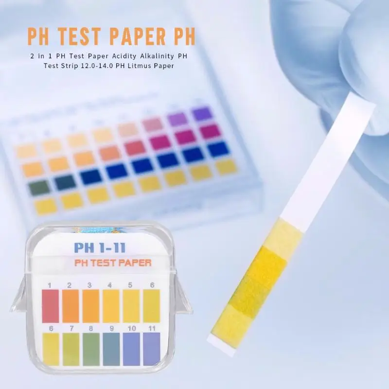 2 в 1 кислотность щелочности PH Тест полосы 1-11 12,0-14,0 PH Litmus бумага
