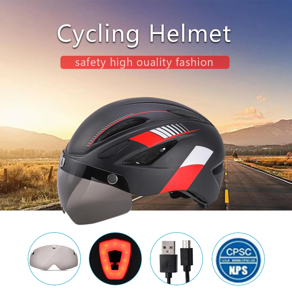 Велосипедный шлем для взрослых, городской шлем для езды на велосипеде, велосипедный шлем со съемным козырьком/светодиодный задний фонарь для скейтборда, BMX шлем