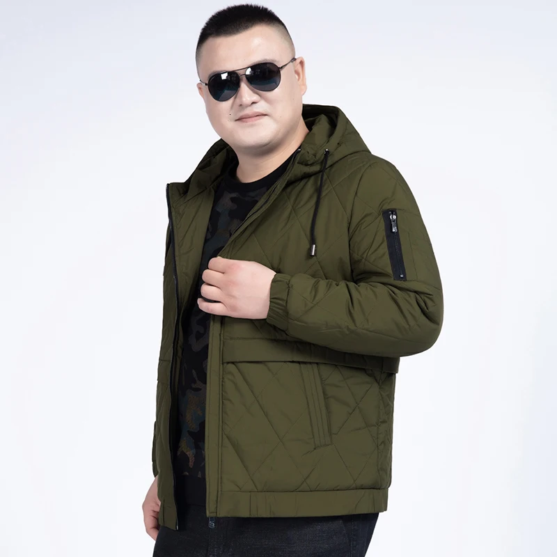 12XL 10XL 8X зимние мужские парки с капюшоном на молнии теплые хлопковые спортивные куртки-бомберы облегающие модные повседневные черные пальто