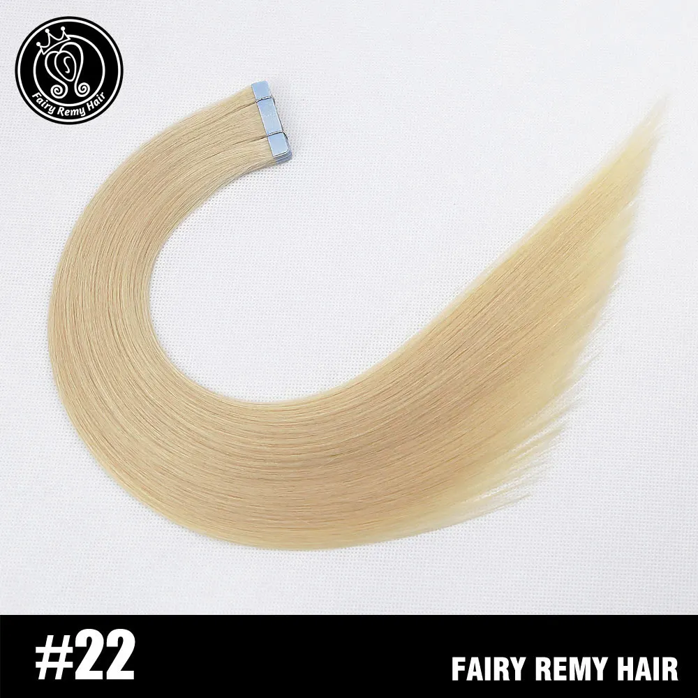 Накладные волосы на ленте, человеческие волосы, натуральные волосы Remy для наращивания, волосы для наращивания, цвет платины, блонд, 2,0 г/шт., 16 ВКЛ, 40 г/упак - Цвет: #22