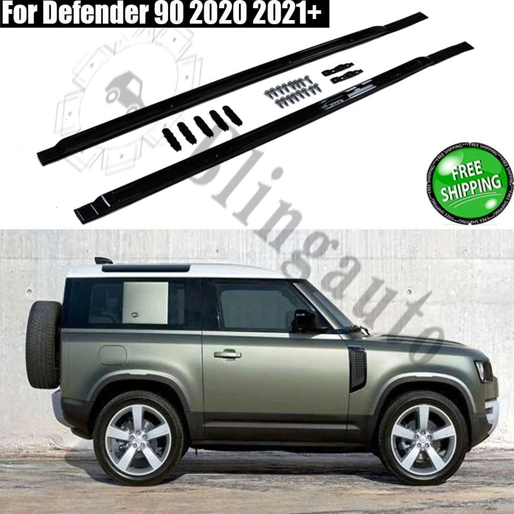 Fits for -Land Rover Defender L663 90 2D roof rack aluminum luggage rails  2pcs black