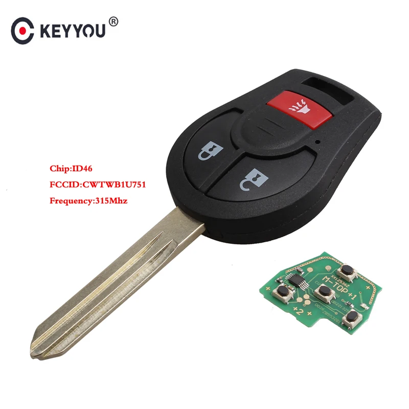KEYYOU 315 МГц CWTWB1U751 дистанционного Управление ключ для Nissan Rogue Versa 2008 2009 2010 2012 2013 с ID46 чип