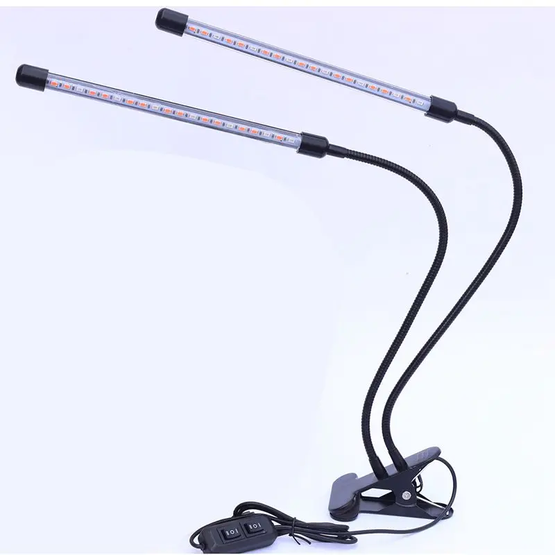 

[2018 UPGRADED]18W Dual Head Timing Grow Lamp, 40 LED Chips with Red/Blue Spectrum for Indoor Plants, Adjustable Gooseneck, 3/6/