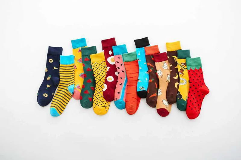 Warm Cotton Women Funny Socks With Print Cute Colored Happy Socks Autumn Winter Fashion Harajuku High Quality Crew Socks 1 Pair