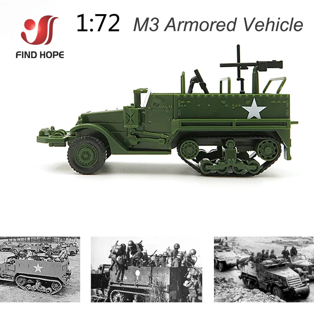 1//72 M3 Half-Track Armored Vehicle Military Assembly Model Toy Armored Carrier