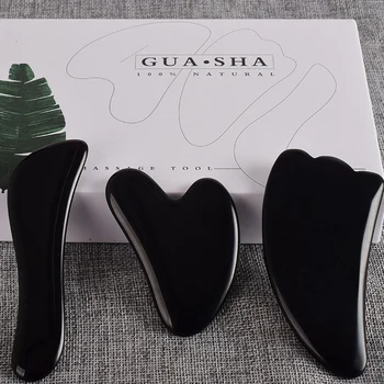 

Face Full Body Scraper Black Obsidian Scraping Board Set Back Ankle Scraping Massager Crystal Stone Scraping Massage Tool
