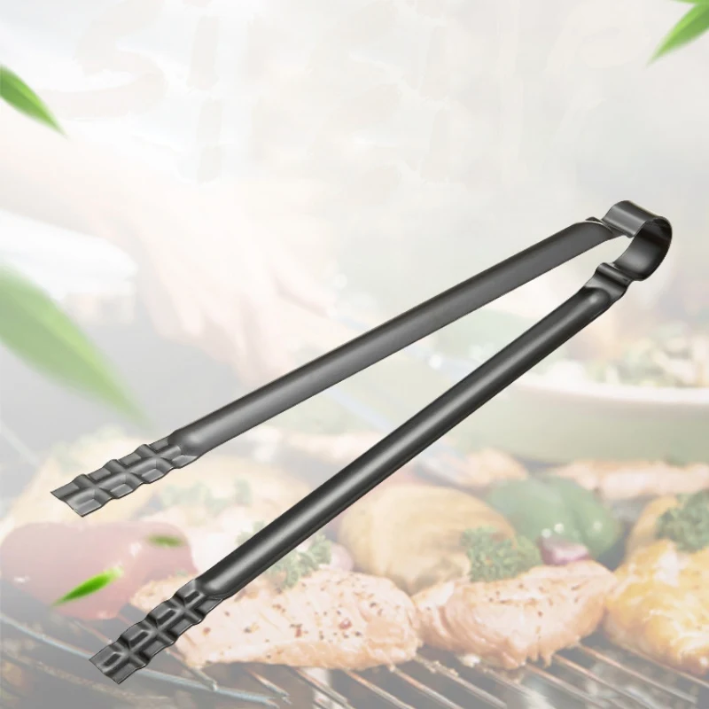 

BBQ Charcoal Tong Anti-hot Metal Handle Grill Food Clip Barbecue Clamp Tool With Hanging Loop Firewood For Outdoor Picnic