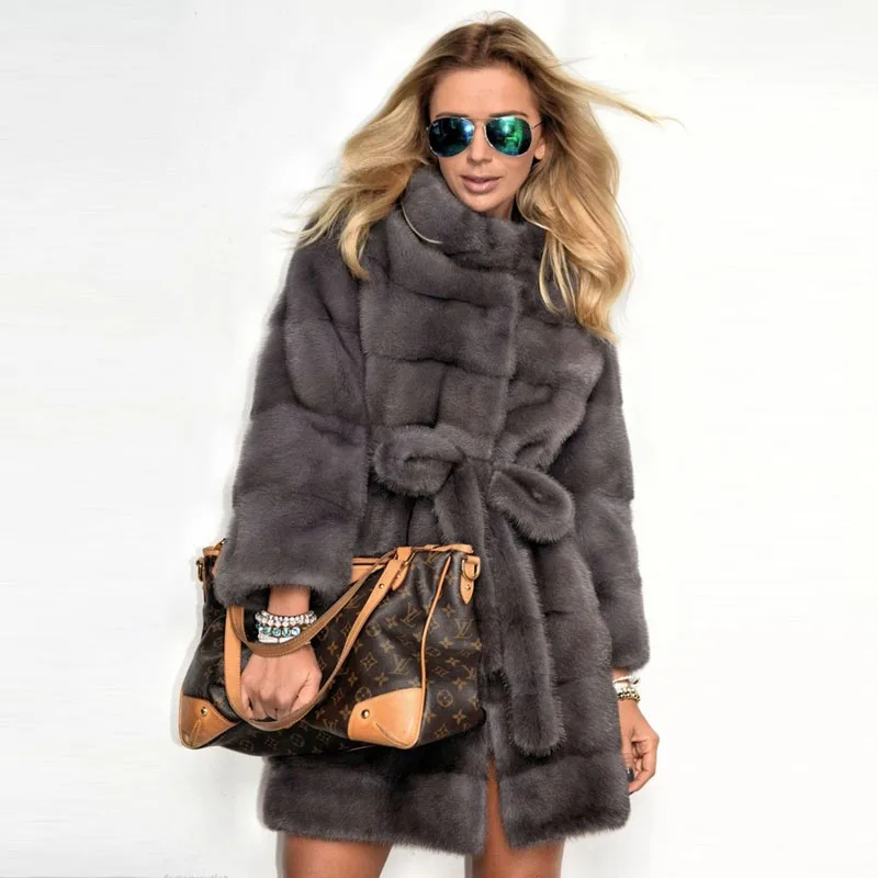 New Loose Bat Sleeved Natural Real Mink Fur Coat Many types Collars Real Fur Coat Women Winter Warm Thick Real Fur jacket