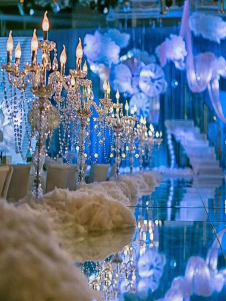 Candelabros de cristal acrílico para mesa, candelabros de boda, pasillo