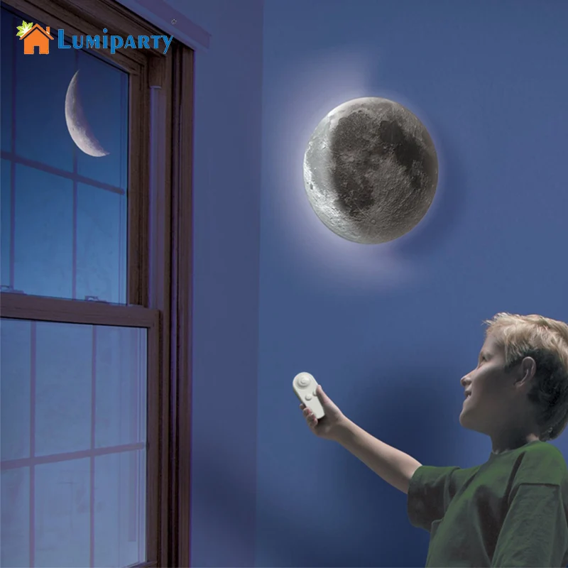 Светодиодный настенный светильник в виде Луны с пультом дистанционного управления, настенный и потолочный светильник, настенный светильник для детей в подарок - Испускаемый цвет: as shown