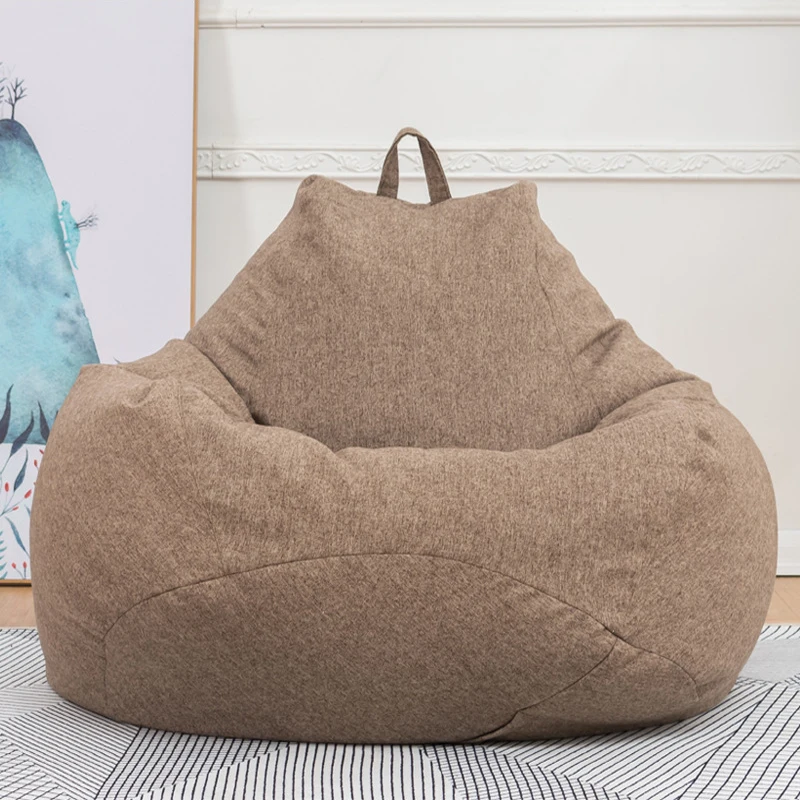 Большой мешок фасоли стулья чехлы для диванов сплошной цвет простой дизайн Крытый ленивый лежак для взрослых детей без наполнения - Цвет: Brown
