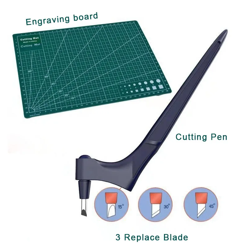 Utensili da taglio artigianali 360 taglierina per carta a lama rotante 3 lame per coltelli da intaglio penna da taglio fai da te strumenti da taglio artistici resistenti all'usura - immagine 3