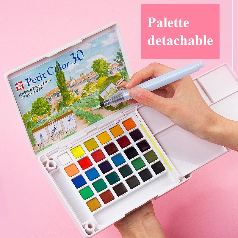 Sakura Solid Watercolor Paint Set Pigment 12 18 24 30 36 48 60 72 Colors Lite Hardcover Portable Drawing Brush Art Supplies Water Color Aliexpress