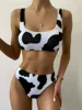 Hot Bikinis 2022 Sexy Cow Print Bikini Set Women Cut Out Push Up Swimsuit Brazilian Summer Bathing Suit High Waist Swimwear ► Photo 2/6