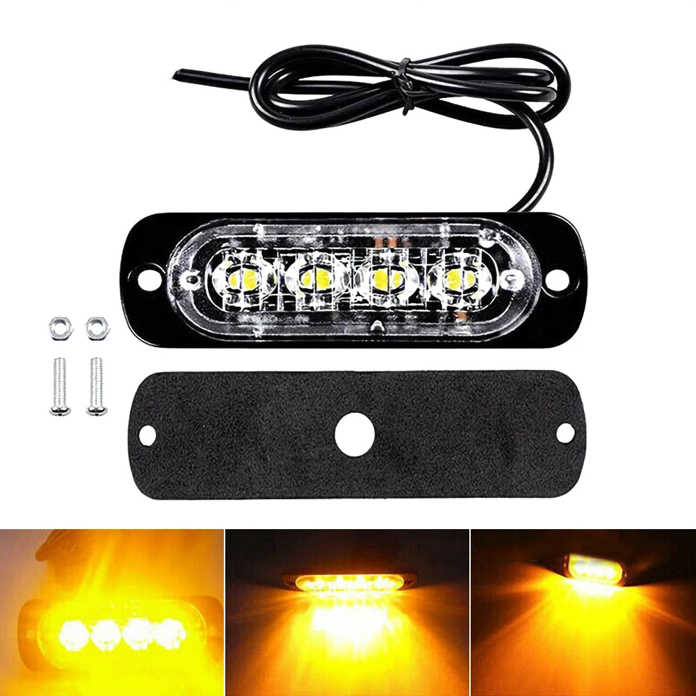 1/2/6pcs Car LED Warning Light Grill Breakdown Emergency Light Truck