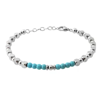 

Runda Fashion Men Stone Bracelet Stainless Steel Tiger Eye Bead Bracelets Jewelry