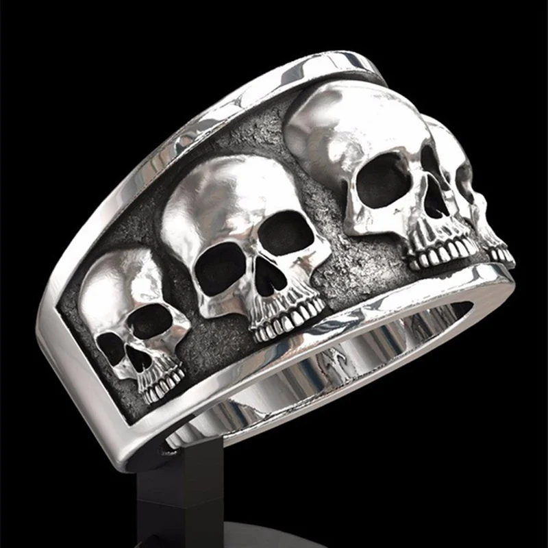 Alloy Punk Style Biker Skull Finger Ring Skeleton Men Women Couple Rings Party Jewelry Personalized Gifts Size 7-12,finger ring,jewelry accessories,couples rings,adjustable rings