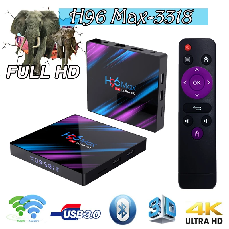 

TV set-top box H96 Max 3318 Android 9.0 1080P RK3318 Quad-Core 64bit Cortex-A53 smart TV set-top box supports iptv subscription