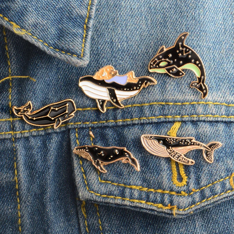 

Europe And America Hot Sales Brooch Cartoon Dolphin Whale Fun Modeling Brooch Badge Versatile Bag Clothing