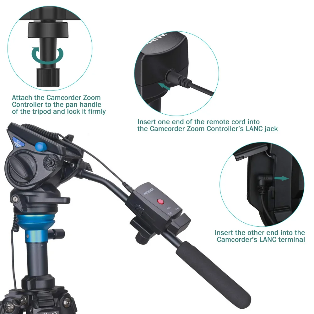 Controle Remoto Aodelan para Câmera de Vídeo Lanc Tripé com Controle Zoom para Sony Nx5c Nx3c 190p 150p 198p - Image 2