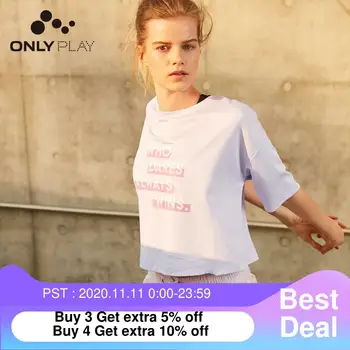 

ONLY ONLY PLAY Women's Summer Letter Print Loose Fit Elbow Sleeves T-shirt 119201528