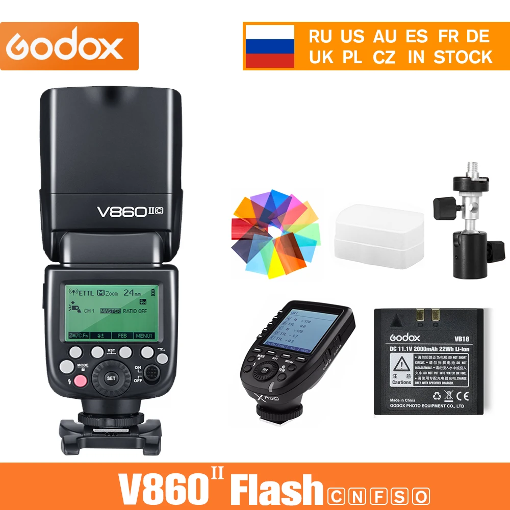 Godox Ving V860 II литий-ионный аккумулятор Speedlite вспышка для Sony A7 A6000 A6300 для Canon Nikon Fuji Olympus w/Xpro передатчик вспышки Godox Ving V860 II литий-ионный аккумулятор Speedlite вспышка для Sony A7 A6000 A6300 для Canon Nikon Fuji Olympus w/Xpro передатчик вспышки