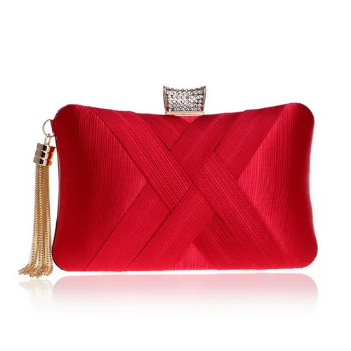 YM1185red SEKUSA Модные женские вечерние сумки с кисточками Дамский клатч кошелек на плечо с цепочкой Свадебные вечерние сумки - Цвет: YM1185red