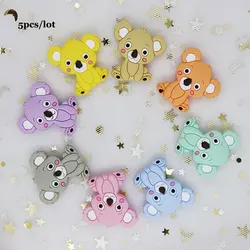 5Pcs Koala Perle Silicone Beads For Jewelry Making Teething Necklace Beads Baby Teether Toys DIY Animal Mordedor Baby Product