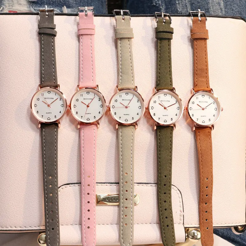 Простые винтажные женские наручные часы с маленьким циферблатом милый кожаный ремешок наручные часы подарок