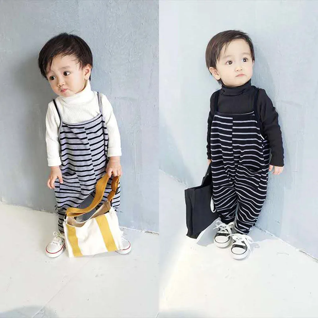 striped suspender jumpsuit