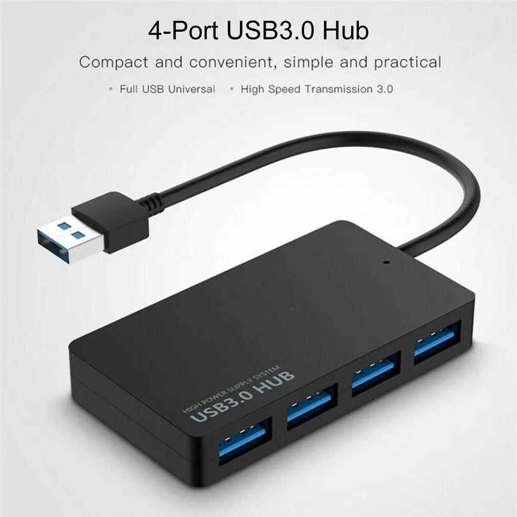 Usb-концентратор с 4 портами, Кабель-адаптер для зарядки для смартфонов и планшетов, высокоскоростной адаптер расширения для настольных ПК и ноутбуков