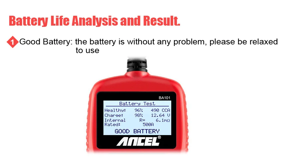 Ancel BA101 автомобильный аккумулятор тестер 12 в цифровой анализатор 2000CCA 220AH автомобильный Аккумуляторный сканер в многоязычном диагностическом инструменте