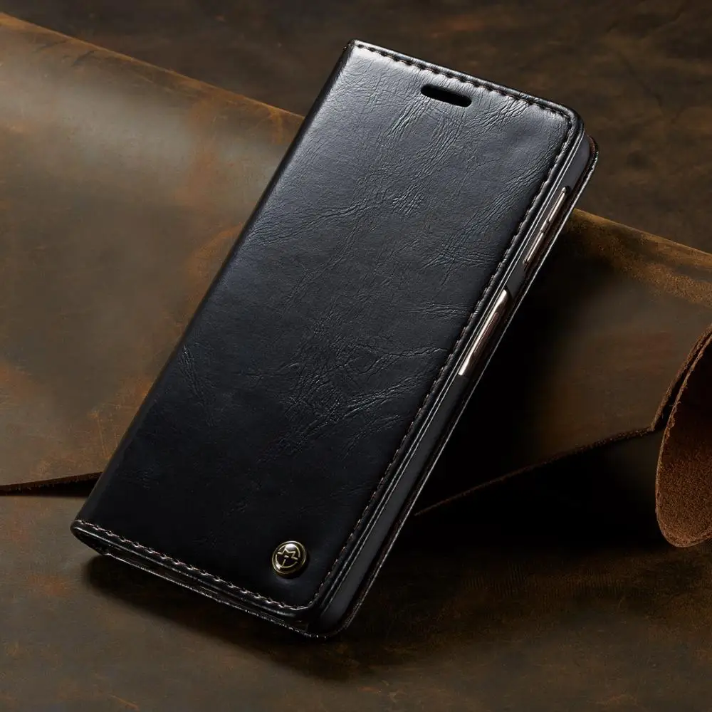 Бизнес Флип из искусственной кожи бумажник чехол для телефона Coque samsung Galaxy S 7 S7 S8 S9 S10 Edge Note 10 Plus Note 4 5 8 9 чехол Funda - Цвет: Black