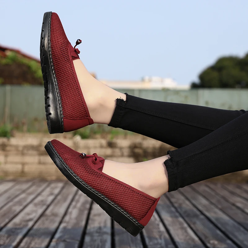 Women flats 2020 single sneakers women shoes flats mesh mom solid color casual loafers shoes woman flat tenis feminino