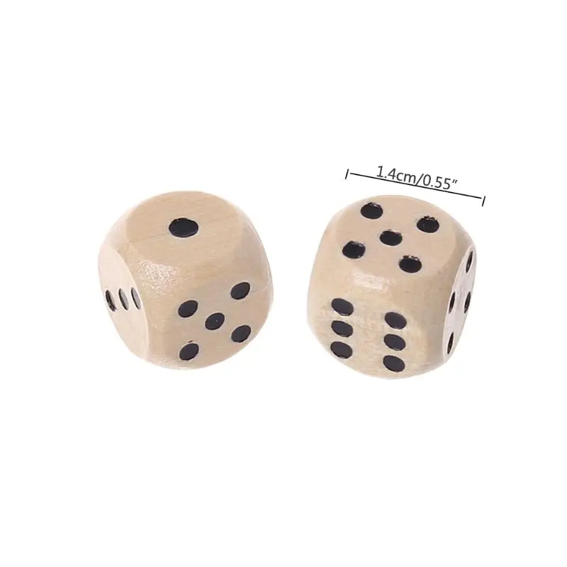 Dice Set 10pcs 6 Sided Wood Point Cubes Round Corner Party Kid Toys Game 14*14*14mm For Adults Board Game acrylic dice game dice
