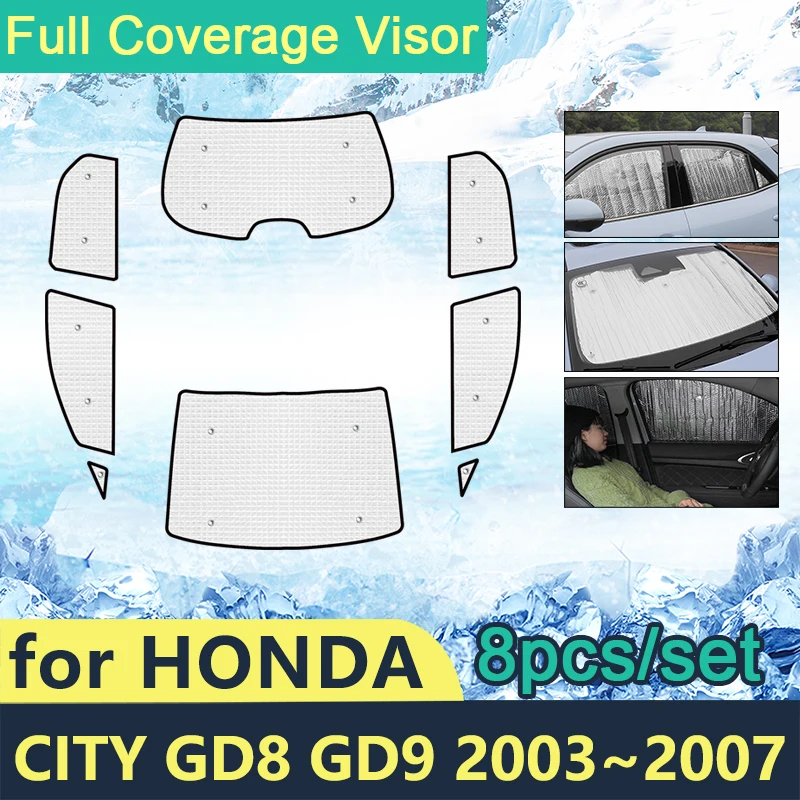 

Full Cover Sunshades For Honda City GD8 GD9 2003~2007 Car Sun Protection Windshields Side Window Visor Shaby Accessories 2005