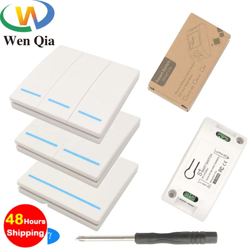 433Mhz Universal RF Switch AC 110V220V 1CH Relay Receiver WALL Panel wireless Smart Push Light Celiing Bedroom Lamp LED DIY Bulb