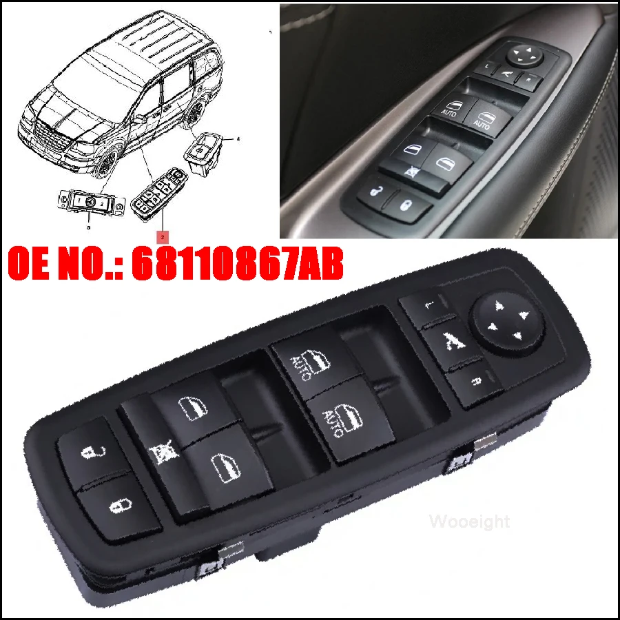 68110867AB Front Left Power Window Switch For Dodge Ram 1500 2500 3500 2015 2016