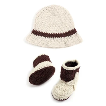 

Newborn Baby Cowboy Crochet Costume Knitted Costume Hat+Shoes Photography Props N1HB