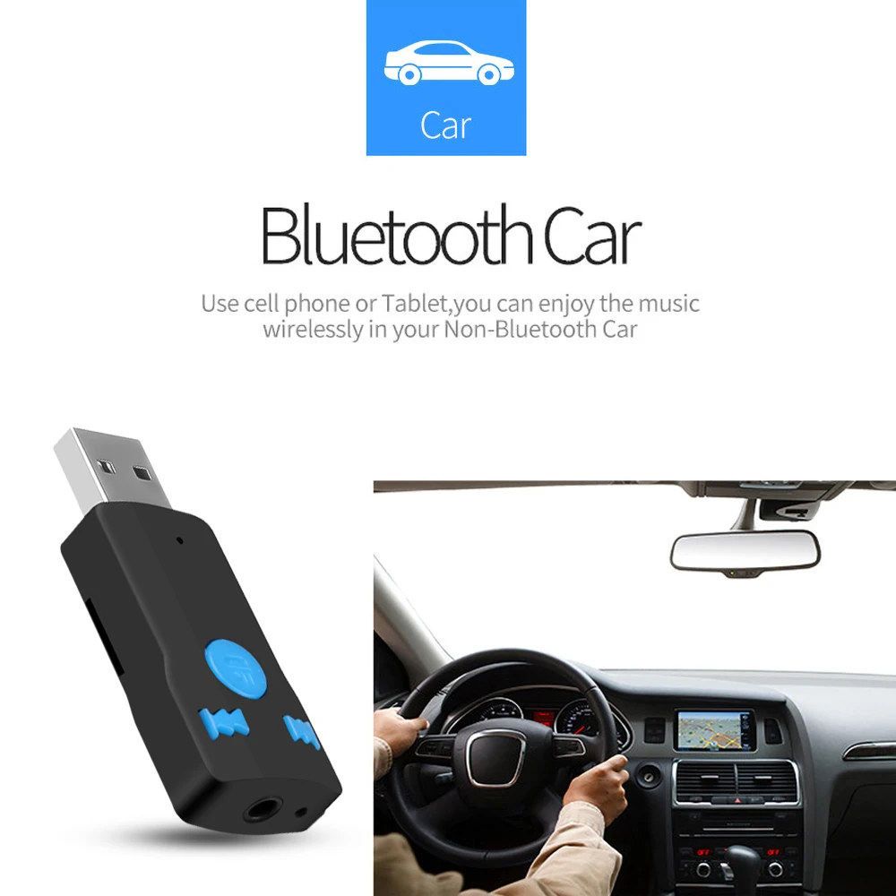 KEBIDU USB Bluetooth приемник аудио музыкальный приемник адаптер с микрофоном Handsfree 3,5 мм потоковое A2DP для автомобильного динамика