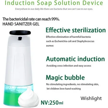 

250ml Soap Dispenser Infrared Sensor Automatic Foam Soap Dispenser Touchless ABS Sanitizer Soap Dispenser for Kitchen Bathroom