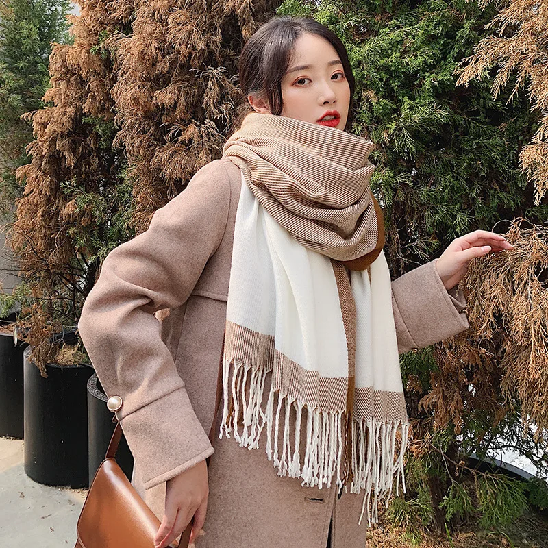 Fashion female cashmere Keep Warm wraps Ladies weave hijab scarf new woman winter wool knitted Plush fringed Long shawls